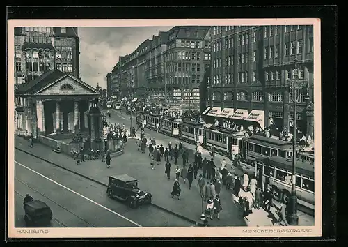 AK Hamburg, Strassenbahn in der Mönckebergstrasse