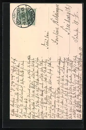 AK Karlsruhe i.B., Strassenbahn vor der Bernhardus-Kirche