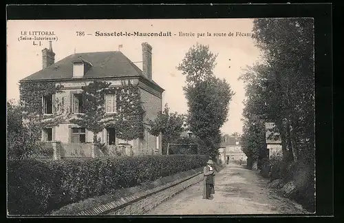 AK Sassetot-le-Mauconduit, Entrée par la route de Fécamp