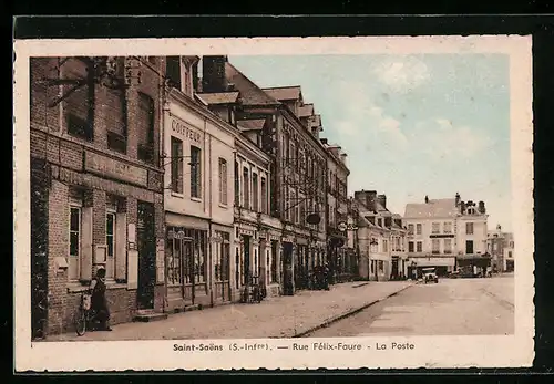 AK Saint-Saens, Rue Félix-Foure, La Poste