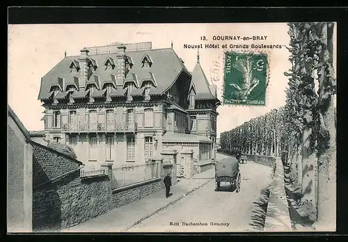 AK Gournay-en-Bray, Nouvel Hôtel et Grands-Boulevards