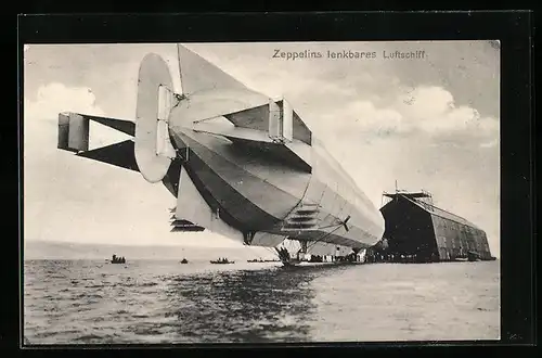 AK Zeppelins lenkbares Luftschiff, Ausfahrt aus der Halle