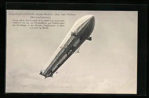 AK Zeppelin`s Luftschiff neues Modell über den Wolken