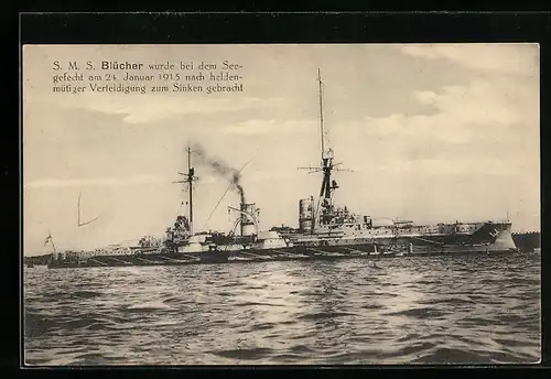 AK Kriegsschiff SMS Blücher, gesunken bei Seegefecht am 24. Januar 1915