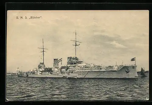 AK Kriegsschiff SMS Blücher, Steuerbordseitig