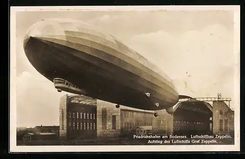 AK Friedrichshafen a. B., Luftschiffbau Zeppelin, Aufstieg des Luftschiffes Graf Zeppelin