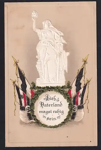 AK Lieb Vaterland magst ruhig sein, Fahnen mit eisernem Kreuz