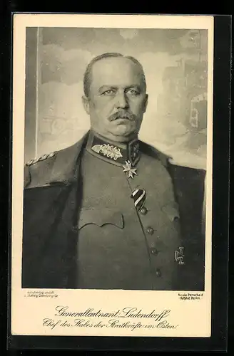 AK Portrait von Generalleutnant Erich Ludendorff mit Pour le Merite