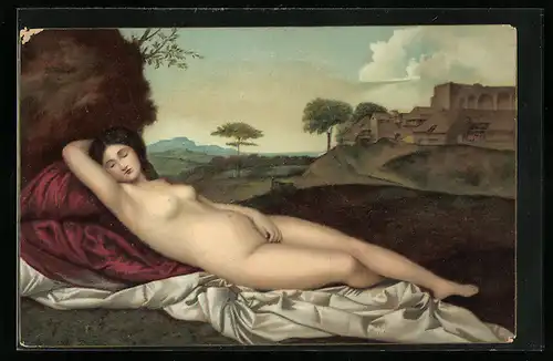 Künstler-AK Stengel & Co. Nr. 29706: Schlummernde nackte Venus in der Landschaft