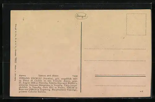 Künstler-AK Stengel & Co. Nr. 29862: Venus und Amor, Erotik