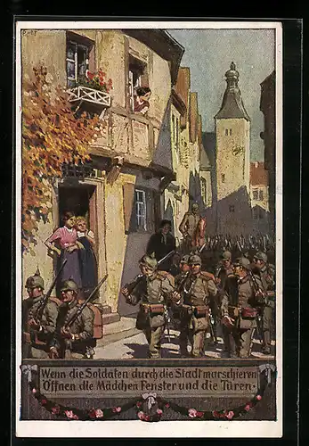 Künstler-AK Paul Hey: Wenn die Soldaten durch die Stadt marschieren...