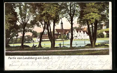 AK Landsberg am Lech, Ortspartie am Wasser