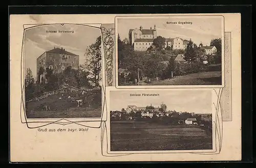 AK Fürstenstein /bayr. Wald, Schloss Fürstenstein, Schloss Saldenburg und Schloss Engelburg
