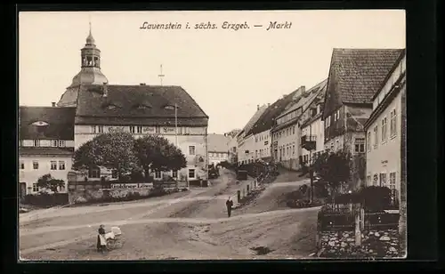 AK Lauenstein, Markt mit Gasthaus Goldener Löwe