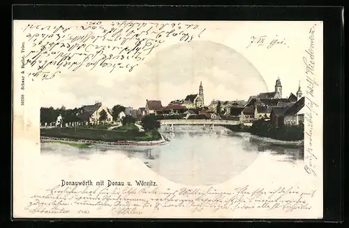 AK Donauwörth, Blick auf Donau und Wörnitz