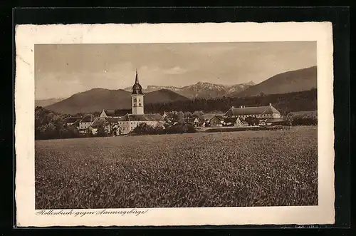 AK Rottenbuch, Ortsansicht gegen Ammergebirge