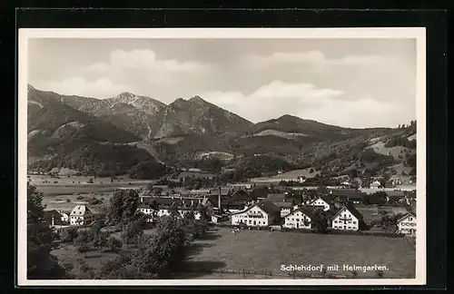 AK Schlehdorf, Ortspanorama mit Heimgarten