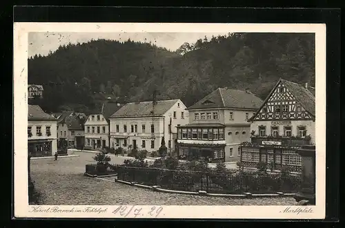 AK Berneck im Fichtelgeb., Ortspartie mit Café und Gasthaus