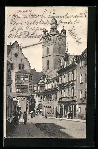 AK Darmstadt, Pädagogstrasse, Stadtkirche