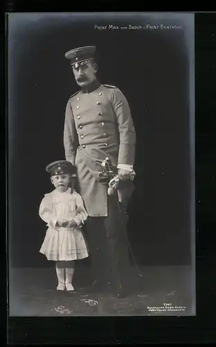 AK Prinz Max von Baden in Uniform mit Prinz Berthold
