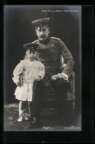 AK Prinz Max von Baden in Uniform mit Prinz Berthold