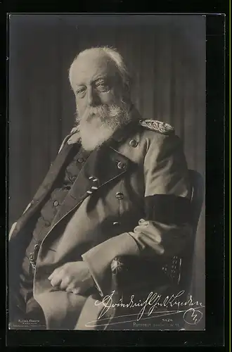 AK Grossherzog Friedrich von Baden, sitzend in Uniform gesehen
