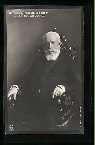 AK Grossherzog Friedrich von Baden, gestorben am 28.09.1907