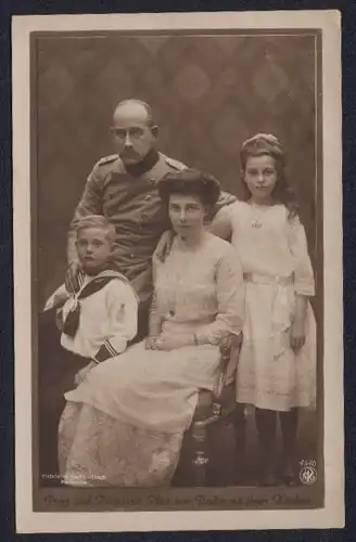 AK Prinz und Prinzessin Max von Baden mit ihren drei Kindern
