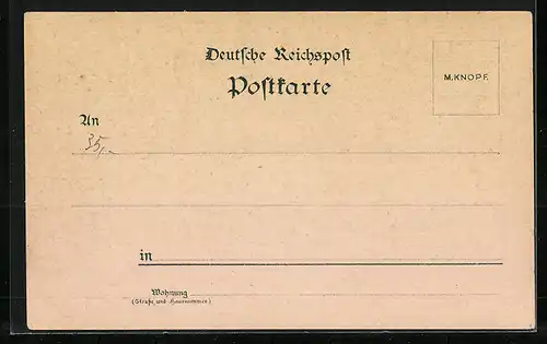 Lithographie Freiburg i. B., Rathaus, Stadtgarten, Sieges-Denkmal