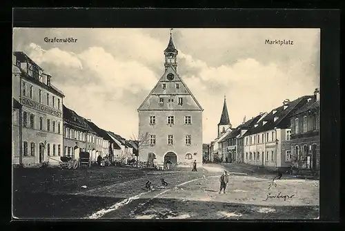 AK Grafenwöhr, Strassenpartie am Marktplatz