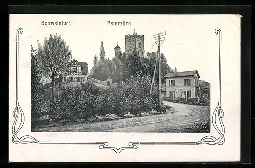 AK Schweinfurt, Strassenpartie mit Peterstirn