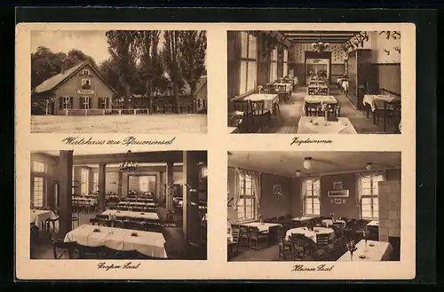 AK Berlin-Wannsee, Wirtshaus zur Pfaueninsel, Inh. Gustav Prinz, Jagdzimmer und Grosser Saal