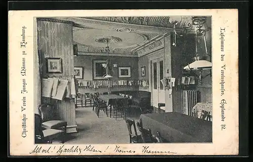 AK Hamburg-Neustadt, Christlicher Verein Junger Männer, Lesezimmer des Vereinshauses, Esplanade 12