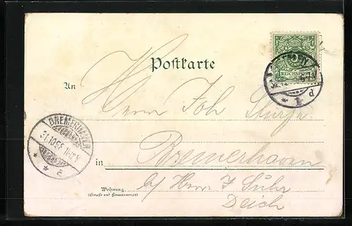 Lithographie Bremen, Rathhaus, Rathskeller und Rathhaussaal, Bachus-Fass