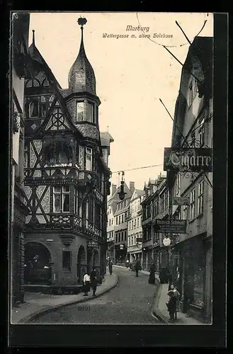 AK Marburg, das alte Holzhaus in der Wettergasse