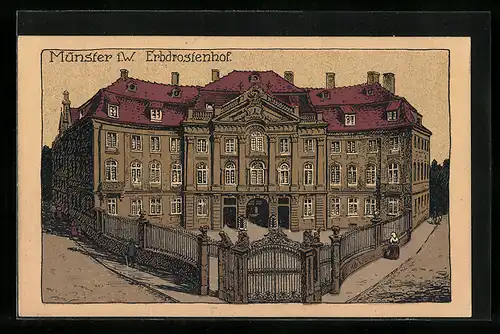 Steindruck-AK Münster i. W., Ansicht Erbdrostenhof