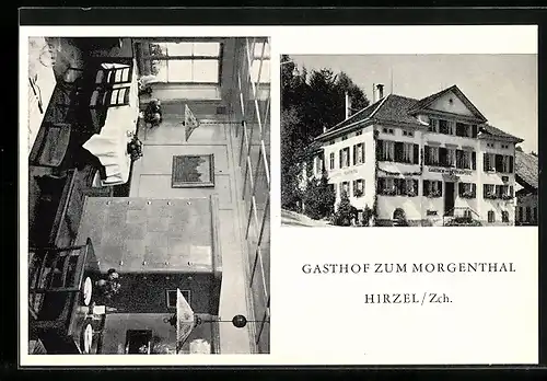 AK Hirzel, Gasthof zum Morgenthal E. Hofmann mit Gaststube