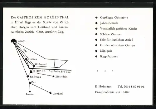 AK Hirzel, Gasthof zum Morgenthal E. Hofmann mit Gaststube