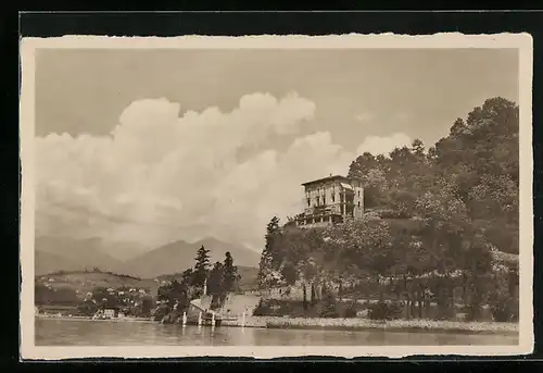 AK Castagnola-Lugano, Pension Belvedere L. Bochud-Hasler, vom Wasser gesehen