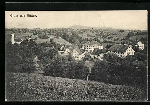 AK Hütten, Ortsansicht aus der Vogelschau