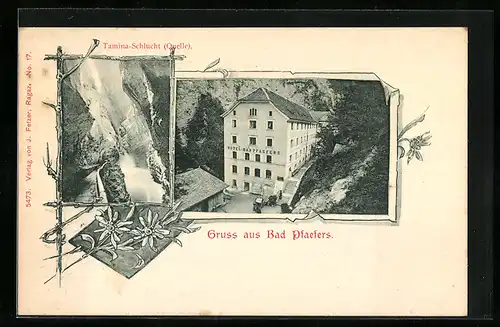 AK Bad Pfaefers, Tamina-Schlucht, Hotel in der Schlucht