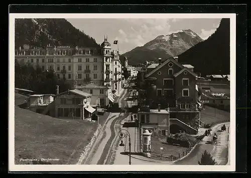 AK Pontresina, Sicht auf die Dorfstrasse