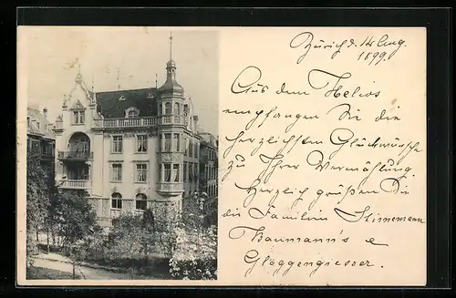 AK Zürich, Blick auf ein prächtiges Gebäude