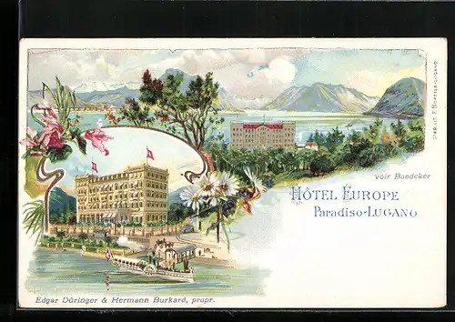 Lithographie Paradiso-Lugano, Hotel Europe