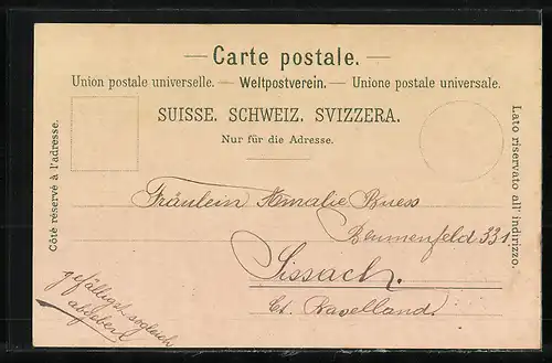 Lithographie Basel, Universität, Barfüsslerplatz, Historisches Museum