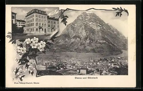 AK Glarus, Gesamtansicht aus der Vogelschau