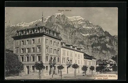 AK Glarus, Hotel Schweizerhof mit Wiggis