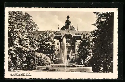 AK Bad Altheide, Schlesisches Kurhaus mit Brunnen