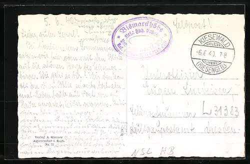 AK Agnetendorf /Riesengeb., Bismarckhöhe mit Umgebung