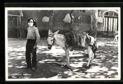 AK Sintra, Bauer mit Packesel auf der Strasse